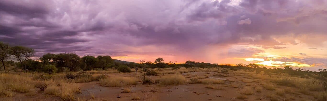 Abendhimmel über der Savanne der Erongo-Region.